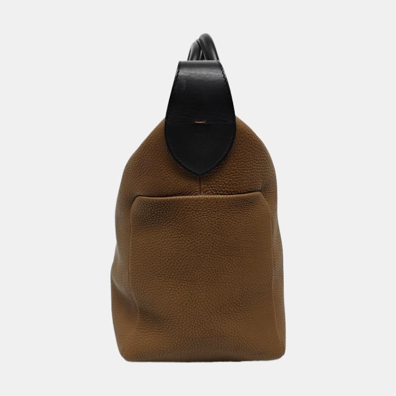 BALENCIAGA棕色牛皮手提包金色五金-3