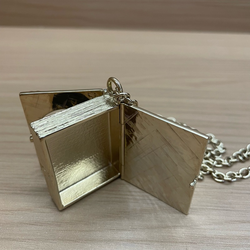 Chanel香奈儿限量款雄狮双C魔法书项链，金色链条，黑色封面，狮子图案精致立体，可翻页设计，前后都有精美装饰，可做相片框，男女可戴，带盒子-6