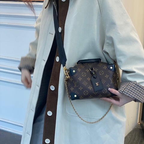 LV 經典老花八角軟盒肩背斜背包芯片款20*14*8 98新配件塵袋