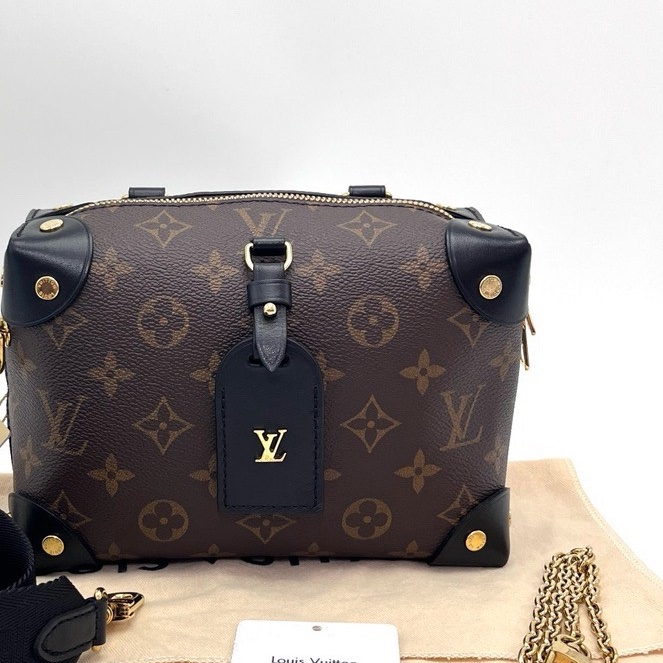 LV 經典老花八角軟盒肩背斜背包芯片款20*14*8 98新配件塵袋-1