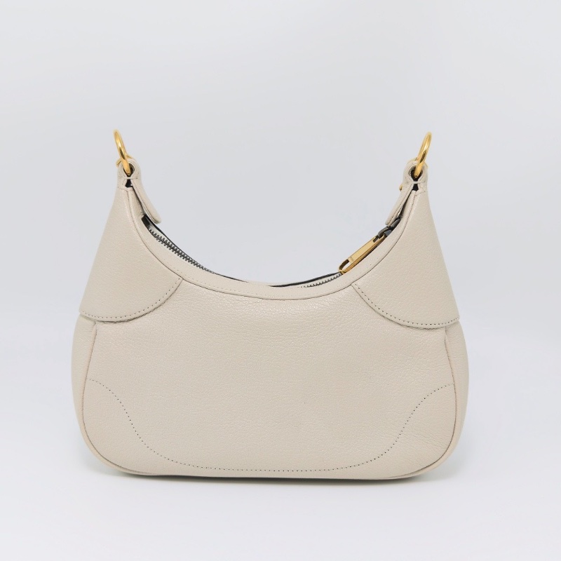 GUCCI米白色金扣雙G新月肩背包25*20*6.5 98新配件塵袋-5