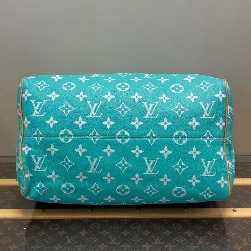 LV Speedy P9 Bandouliere 40綠松石子母手提肩背斜背包芯片款 40*26*23 全新閒置配件塵袋吊牌鎖鑰匙-4