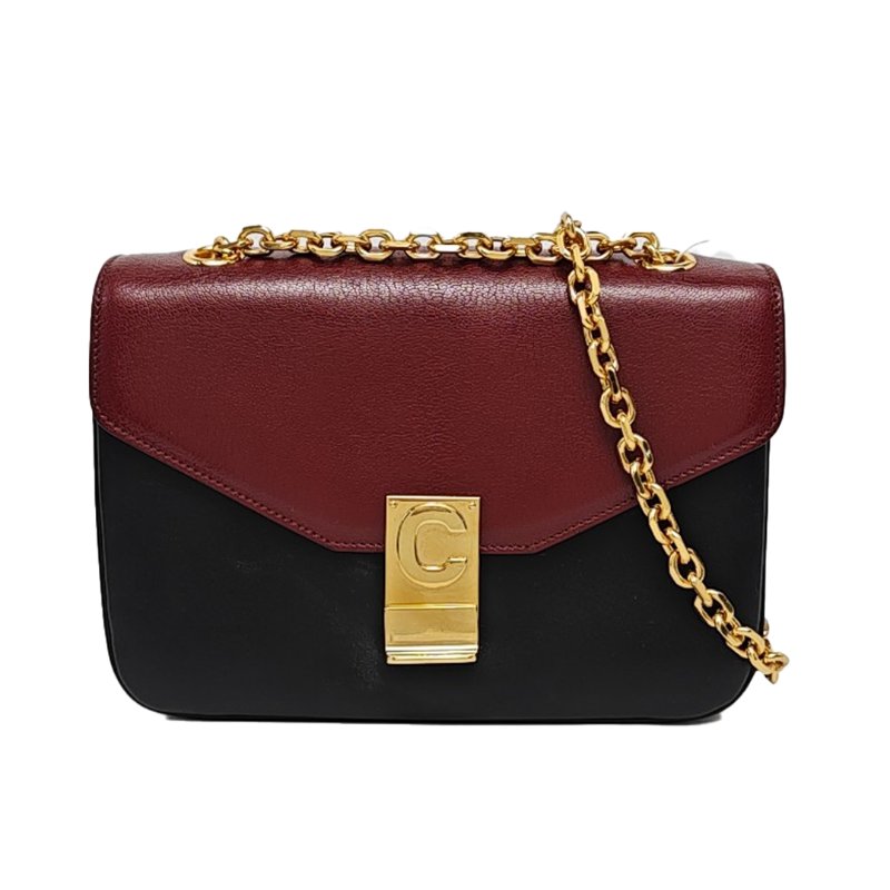 CELINE C 中號黑色牛皮單肩包手提包金色五金-0