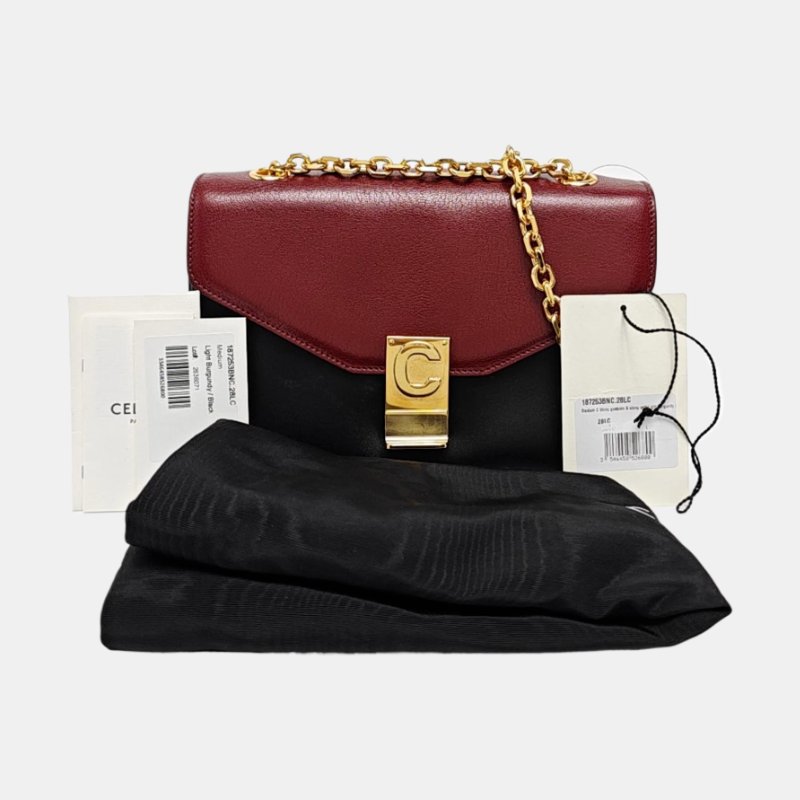 CELINE C 中號黑色牛皮單肩包手提包金色五金-7