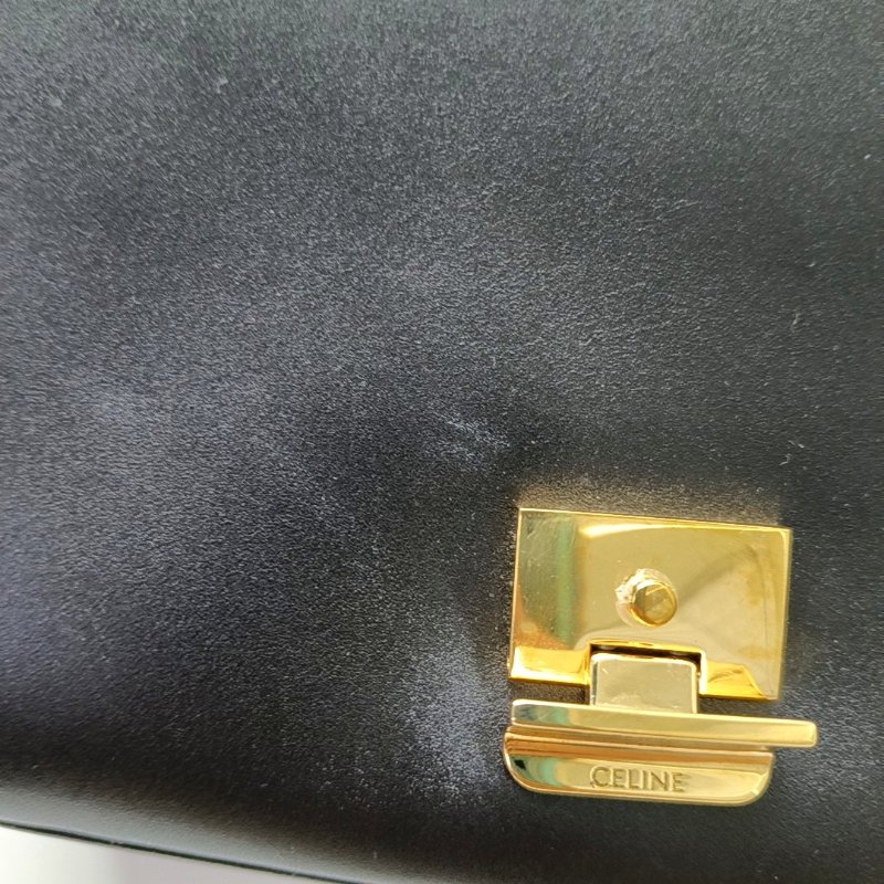 CELINE C 中號黑色牛皮單肩包手提包金色五金-11