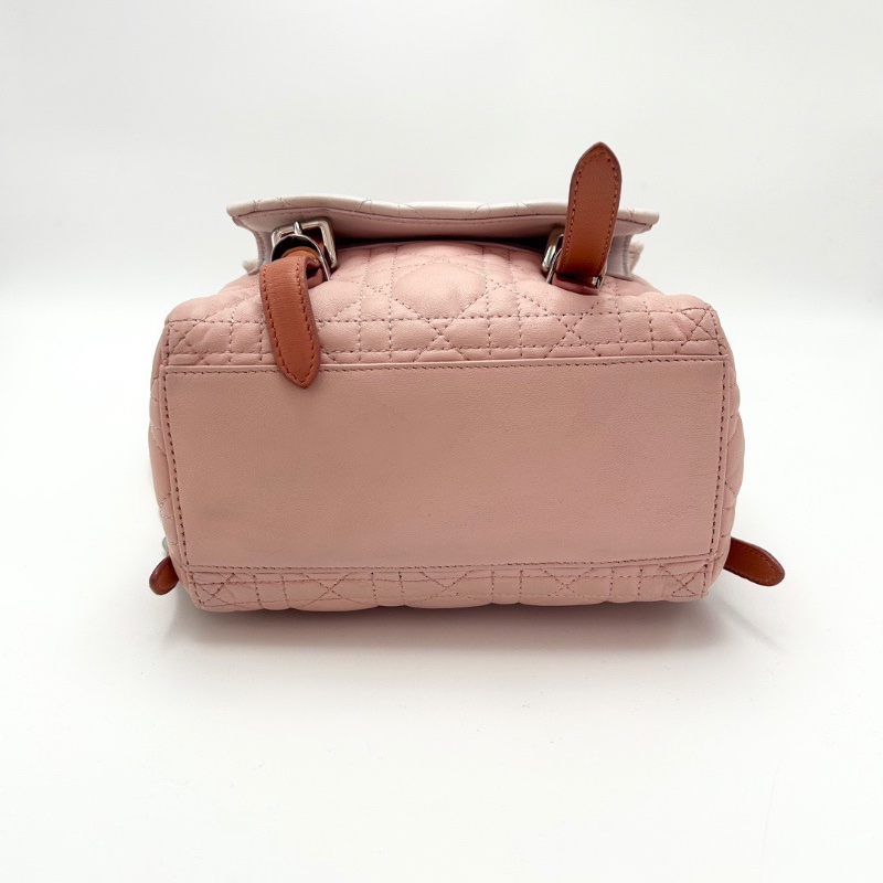 DIOR 拼色銀扣菱格紋後背包18*22*10 98新配件塵袋-4