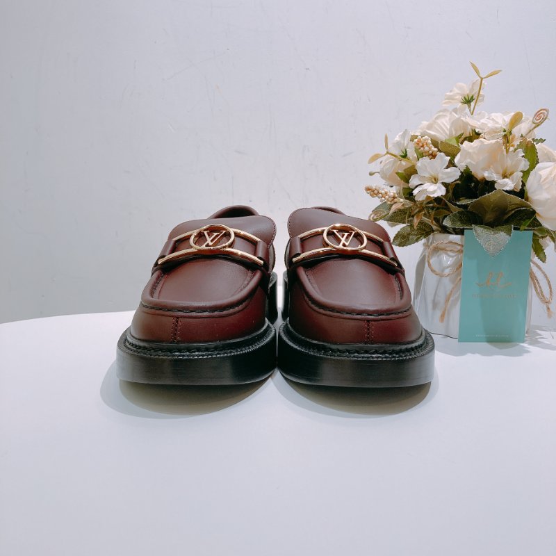 TW4679 Louis Vuitton 路易威登 酒紅色 樂福鞋 Academy Loafer Shoes 39.5 Size-1