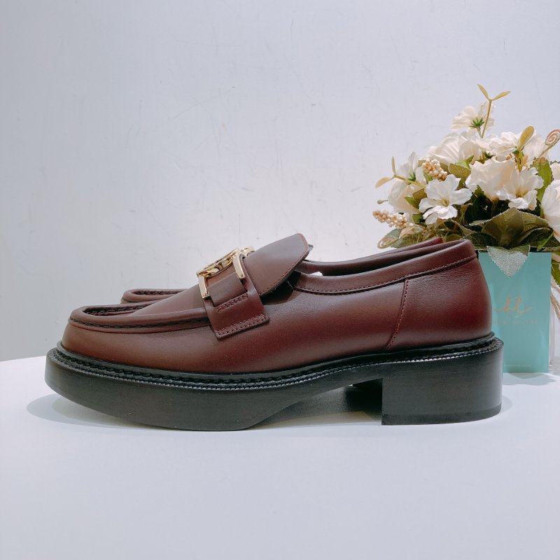 TW4679 Louis Vuitton 路易威登 酒紅色 樂福鞋 Academy Loafer Shoes 39.5 Size-3