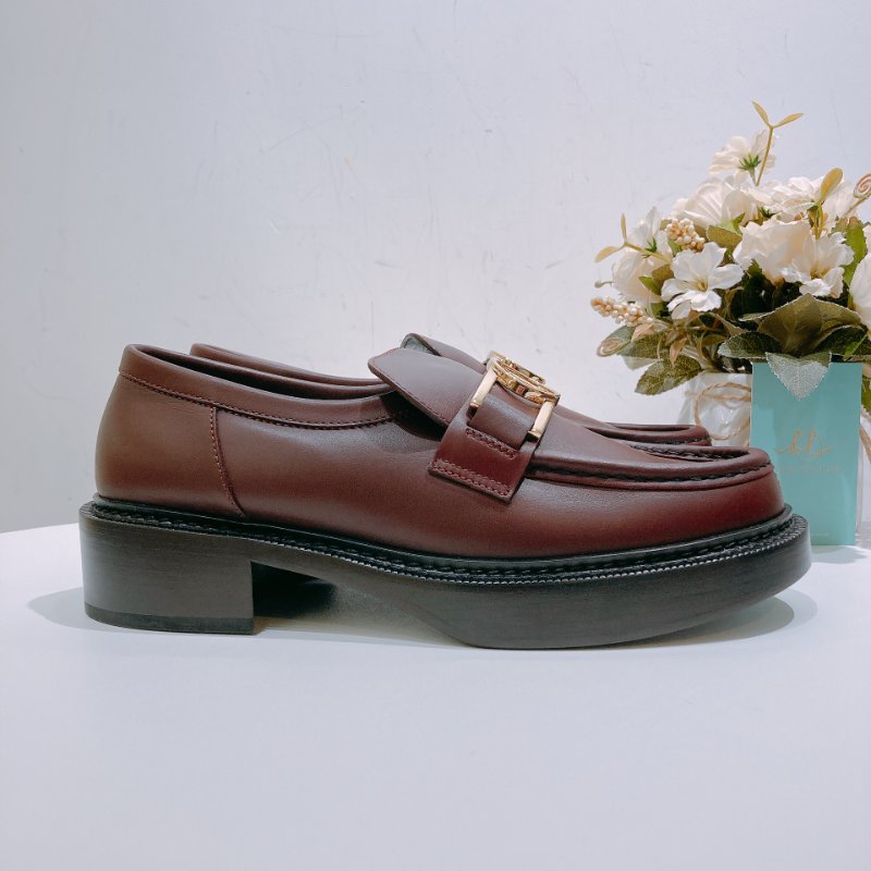 TW4679 Louis Vuitton 路易威登 酒紅色 樂福鞋 Academy Loafer Shoes 39.5 Size-4