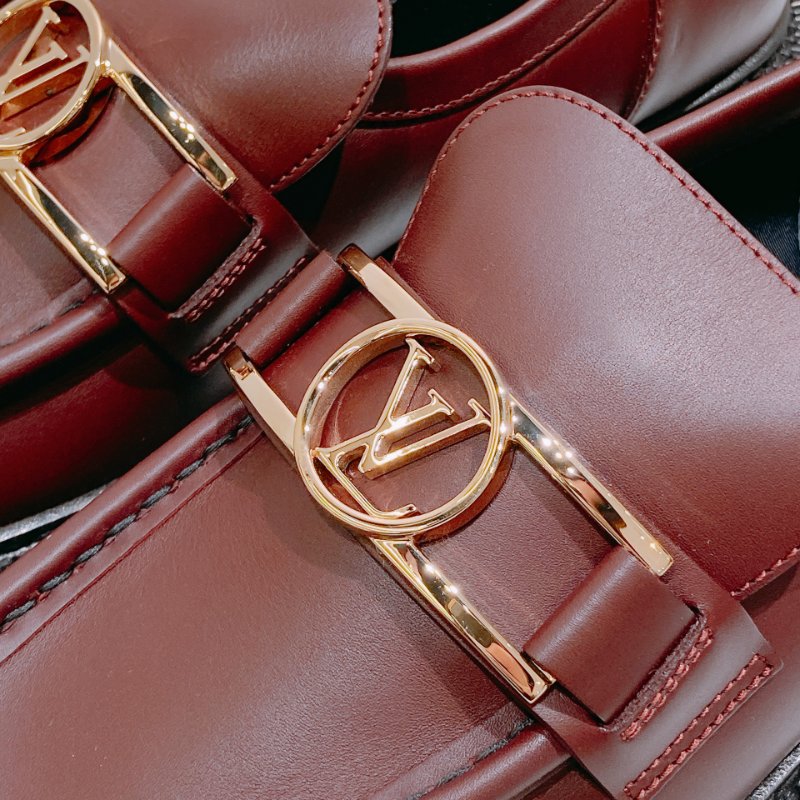 TW4679 Louis Vuitton 路易威登 酒紅色 樂福鞋 Academy Loafer Shoes 39.5 Size-6