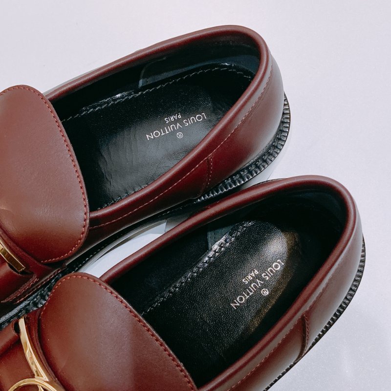 TW4679 Louis Vuitton 路易威登 酒紅色 樂福鞋 Academy Loafer Shoes 39.5 Size-7