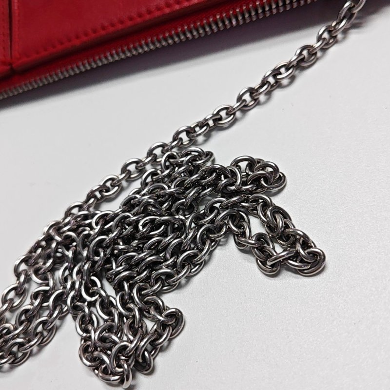 CELINE TRI FOLD紅色牛皮絎縫單肩包斜挎包銀色五金可拆卸肩帶-17