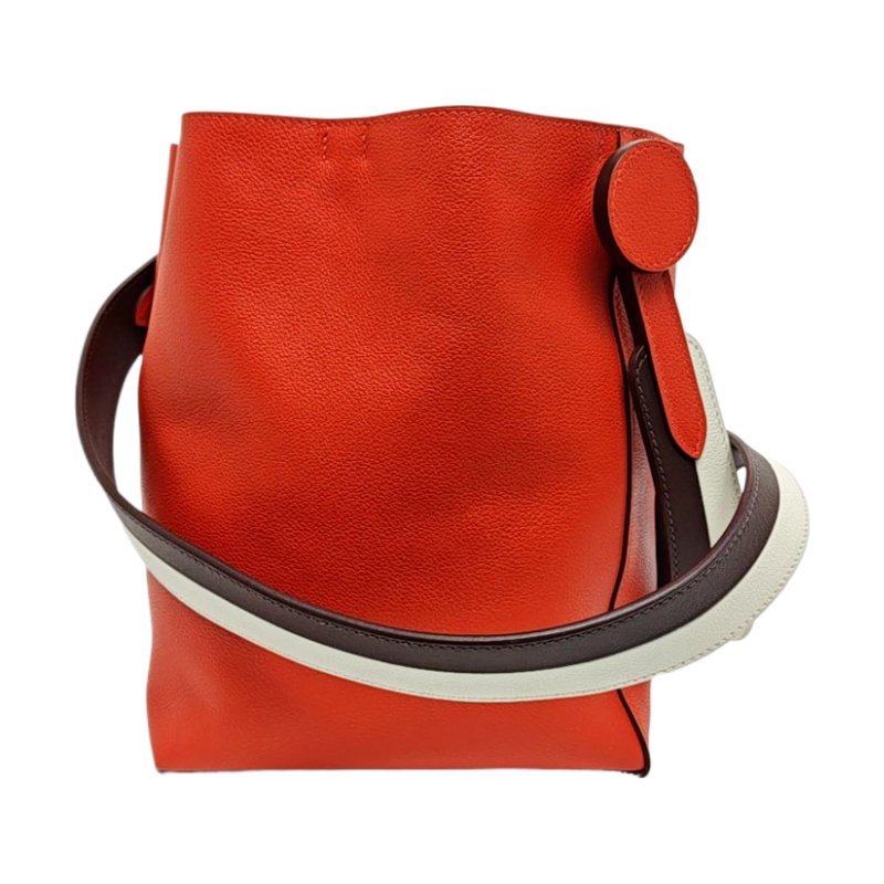 HERMES Licol番茄紅Evercolor牛皮單肩包銀色五金C刻-0