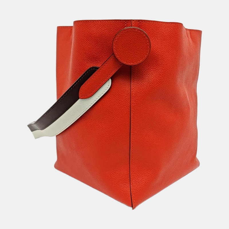 HERMES Licol番茄紅Evercolor牛皮單肩包銀色五金C刻-2