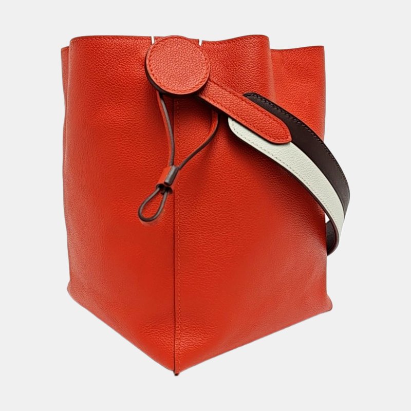 HERMES Licol番茄紅Evercolor牛皮單肩包銀色五金C刻-3