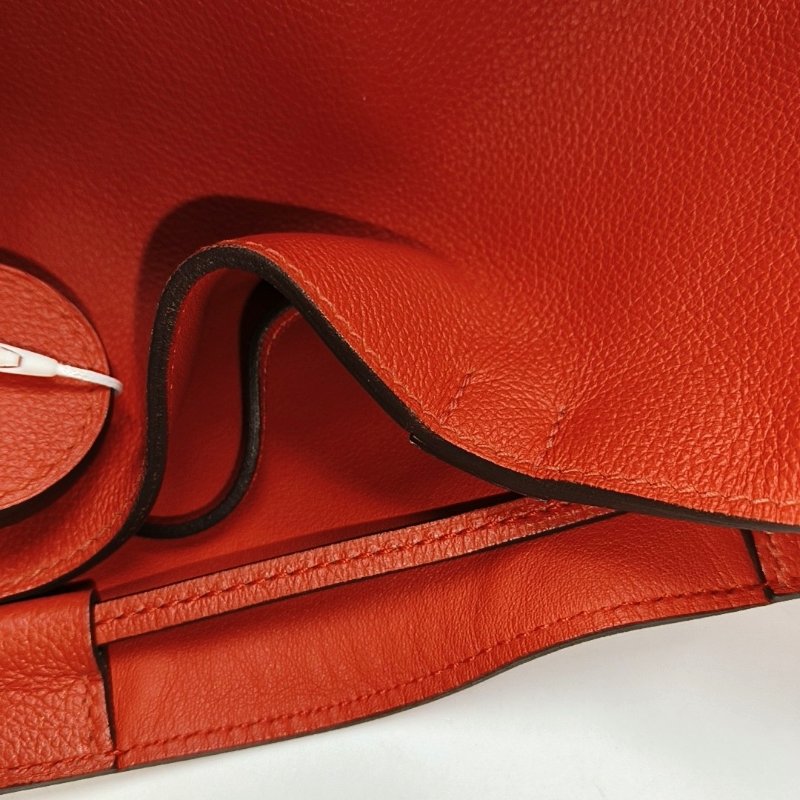 HERMES Licol番茄紅Evercolor牛皮單肩包銀色五金C刻-9