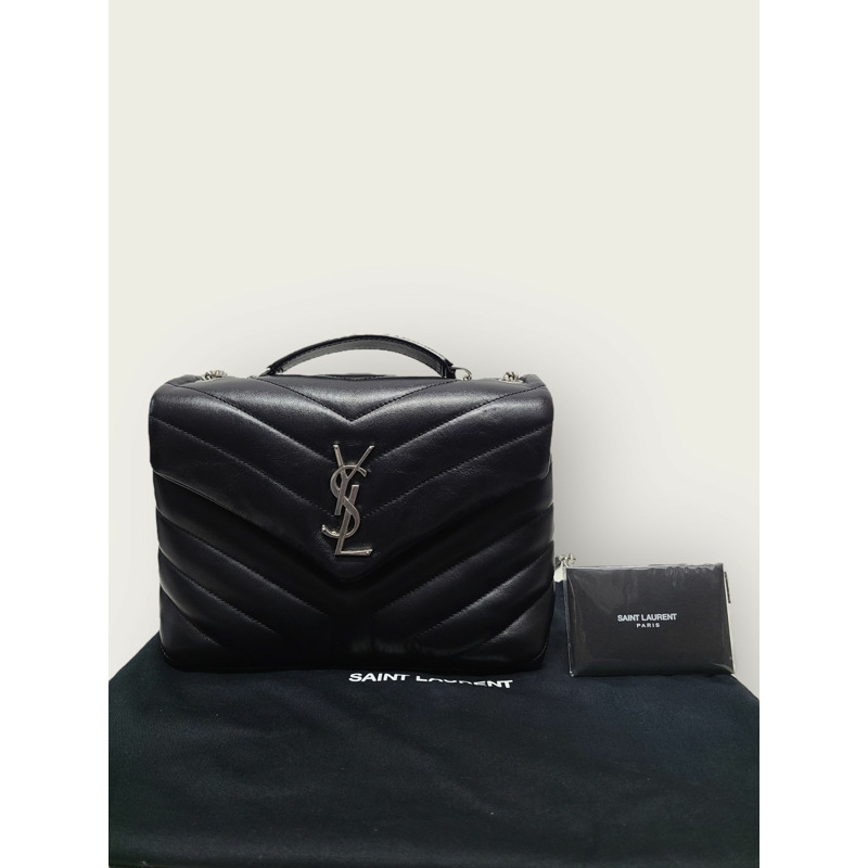 【包稅】SAINT LAURENT 黑色銀色 YSL Logo Loulou 單肩鏈條包（小號）-6