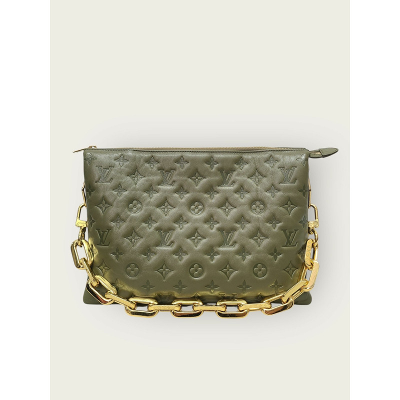 【包稅】LOUIS VUITTON 卡其色 Monogram Coussin 鏈條單肩包-0
