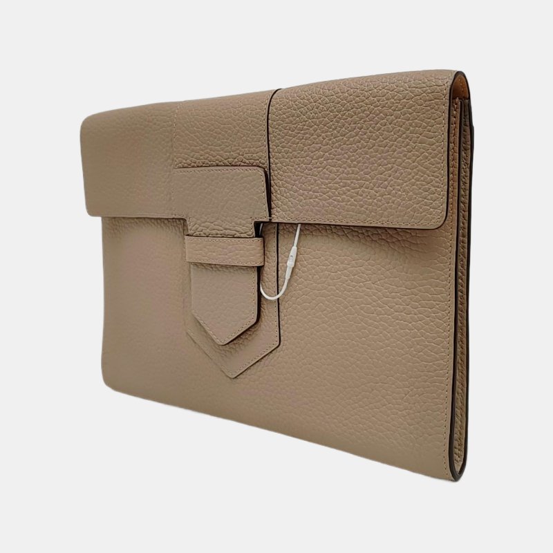 DELVAUX卡其色皮革手拿包 9.8新-2