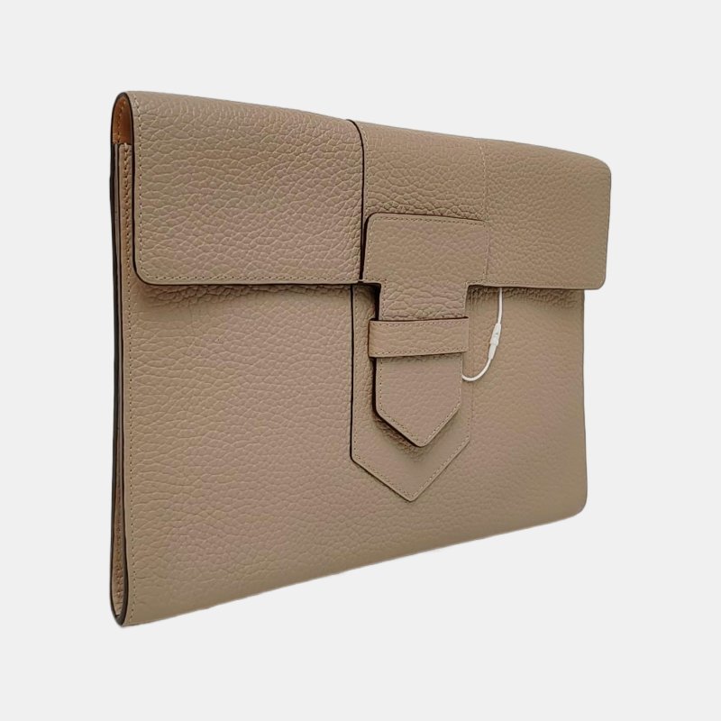 DELVAUX卡其色皮革手拿包 9.8新-3