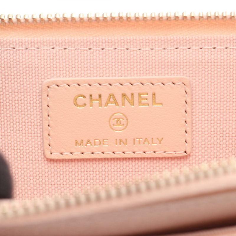 香奈兒 (CHANEL) Matelasse 零錢包/卡包 AP3179 小牛皮 粉紅色 金色五金 二手-3