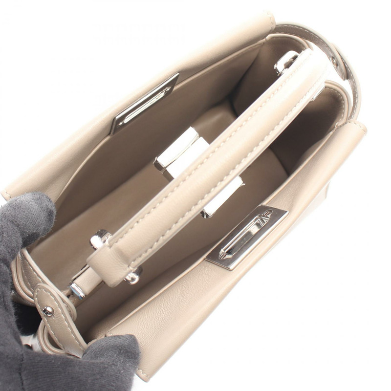 FENDI 迷你 Peekaboo 單肩斜背包 8BN244 皮革 米色 二手 女士-2