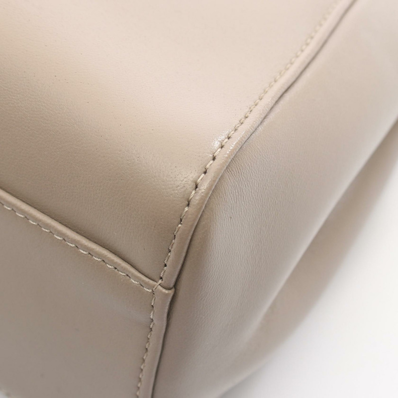 FENDI 迷你 Peekaboo 單肩斜背包 8BN244 皮革 米色 二手 女士-4