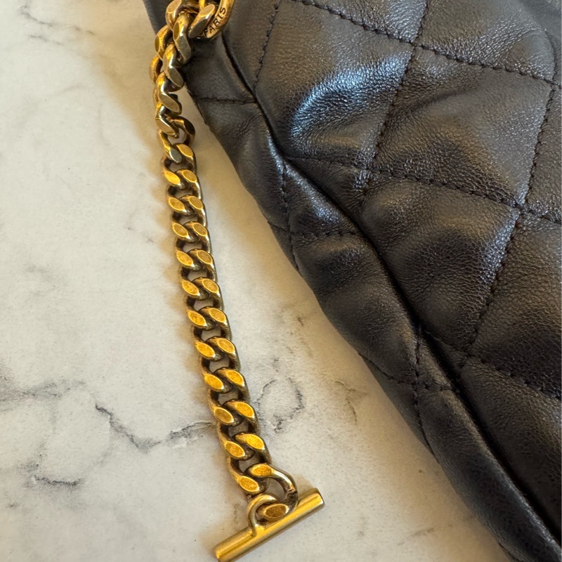 YSL黑菱格金大logo肩背包 時尚名媛最愛🫶🫶-14