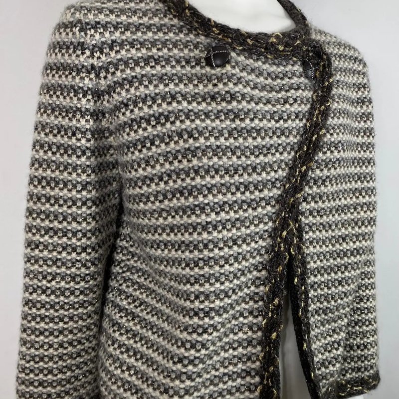 Chanel 喀什米爾/羊毛混紡邊織開衫-8