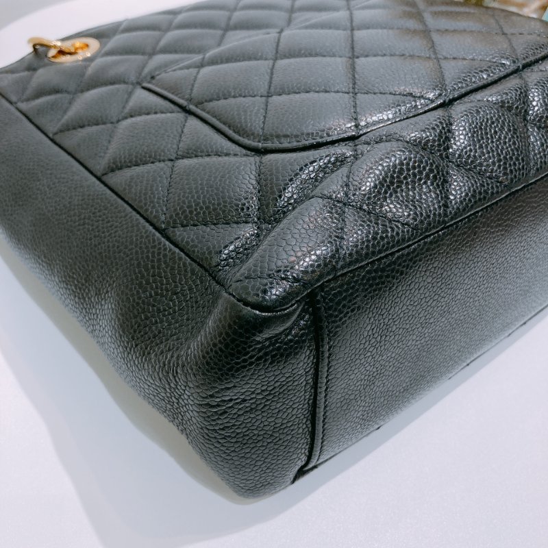 TW4678 Chanel香奈兒  菱格紋 金扣 鏈帶托特包Petite Shpping Tote Bag  Black x GHW Caviar-5