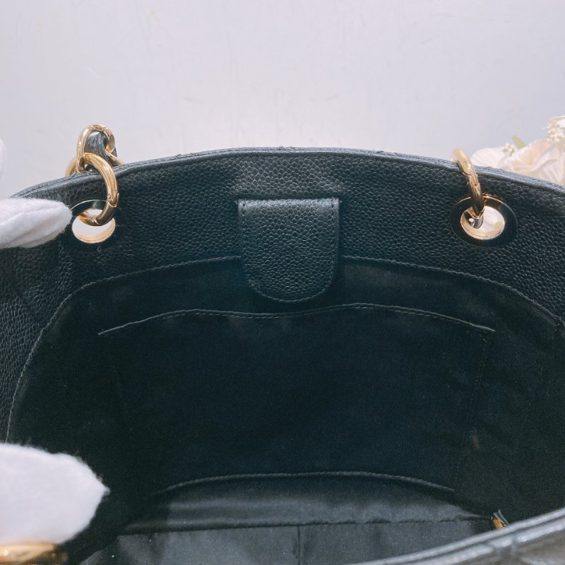 TW4678 Chanel香奈兒  菱格紋 金扣 鏈帶托特包Petite Shpping Tote Bag  Black x GHW Caviar-13