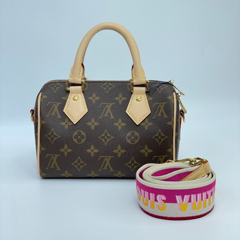 近全新 LouisVuitton/路易威登 Speedy20 桃紅色不可調節背帶 斜背包-2