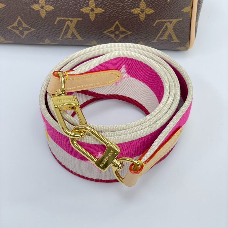近全新 LouisVuitton/路易威登 Speedy20 桃紅色不可調節背帶 斜背包-18