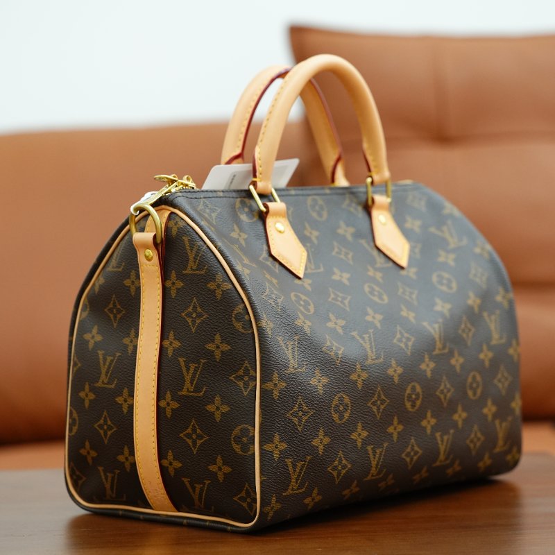 狀況超好 LouisVuitton/路易威登 老花Speedy30 背帶款 手提斜背包-4