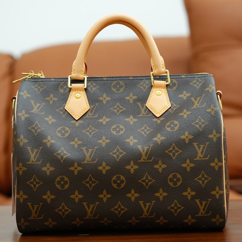 狀況超好 LouisVuitton/路易威登 老花Speedy30 背帶款 手提斜背包-10