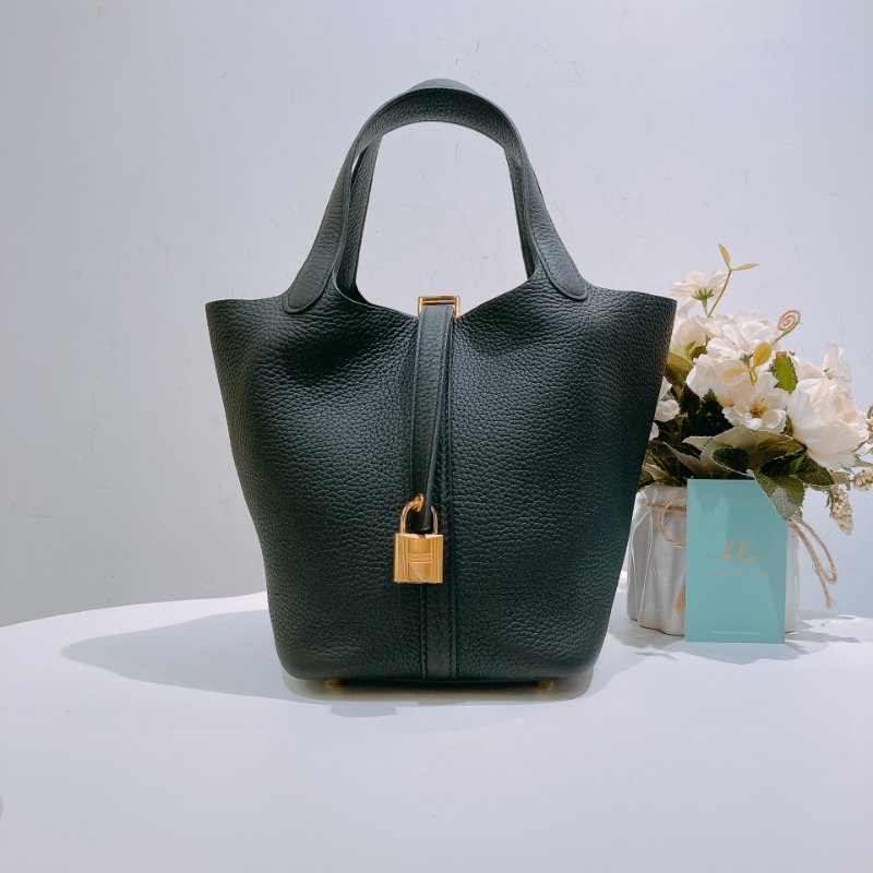 TW4677 Hermes 愛馬仕 菜籃子 黑色金扣 Picotin 18 TC Black x GHW-0