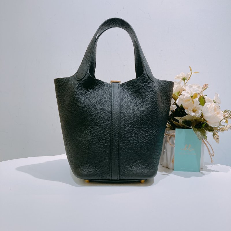 TW4677 Hermes 愛馬仕 菜籃子 黑色金扣 Picotin 18 TC Black x GHW-1