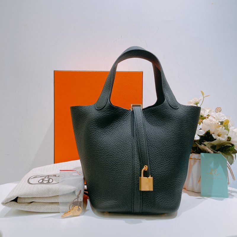 TW4677 Hermes 愛馬仕 菜籃子 黑色金扣 Picotin 18 TC Black x GHW-13