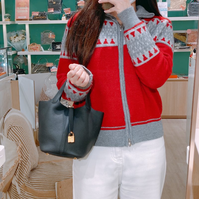 TW4677 Hermes 愛馬仕 菜籃子 黑色金扣 Picotin 18 TC Black x GHW-14