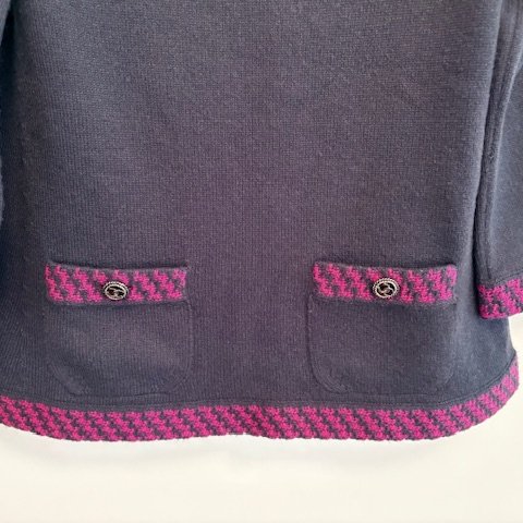 CHANEL海軍藍喀什米爾圓領毛衣-7