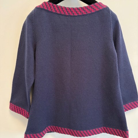 CHANEL海軍藍喀什米爾圓領毛衣-11