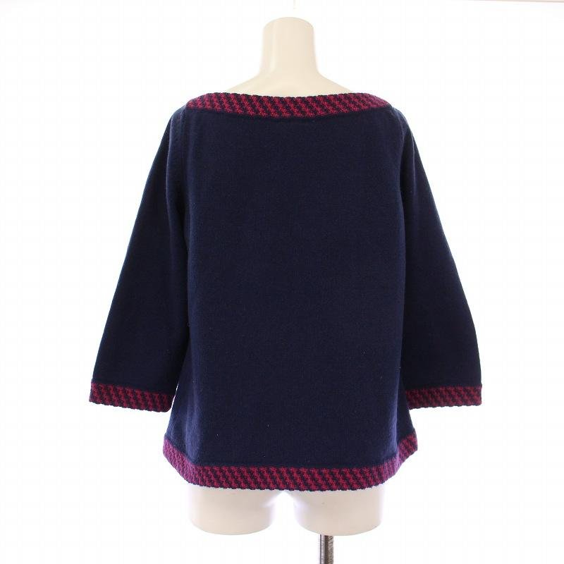 CHANEL海軍藍喀什米爾圓領毛衣-12