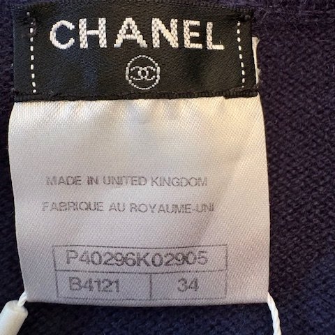 CHANEL海軍藍喀什米爾圓領毛衣-16