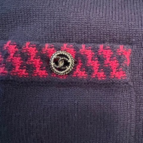 CHANEL海軍藍喀什米爾圓領毛衣-17