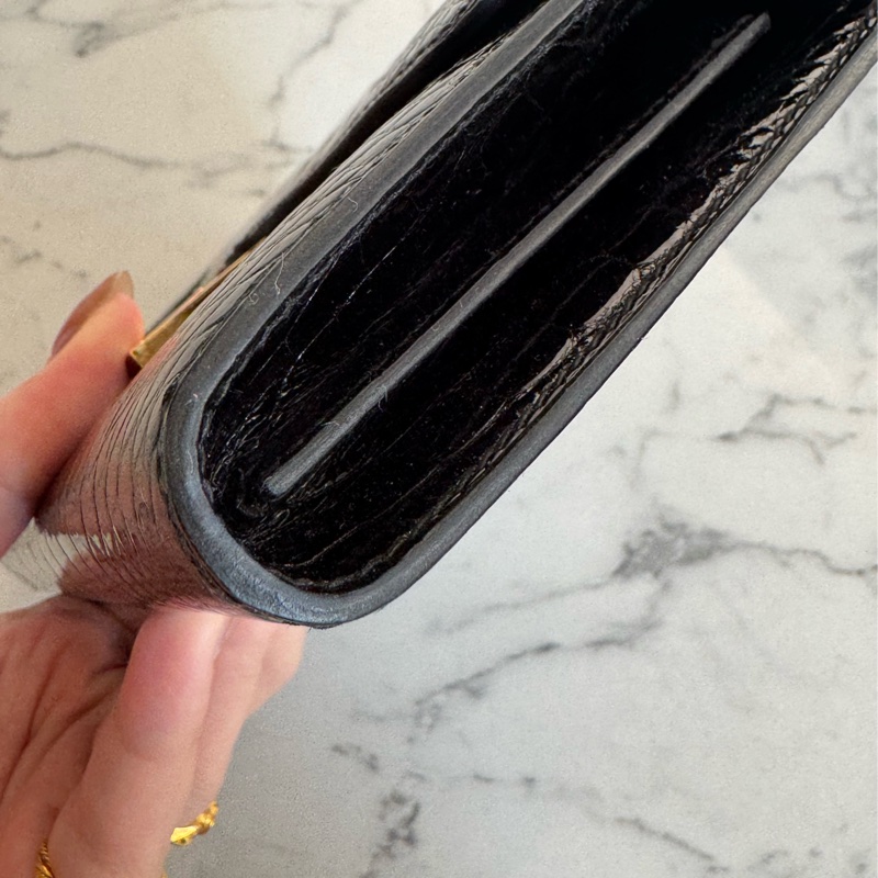 Hermes黑鱷魚玫瑰金H康康長夾-10