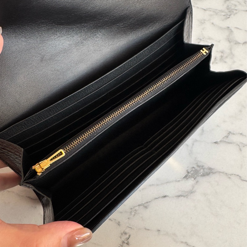 Hermes黑鱷魚玫瑰金H康康長夾-18