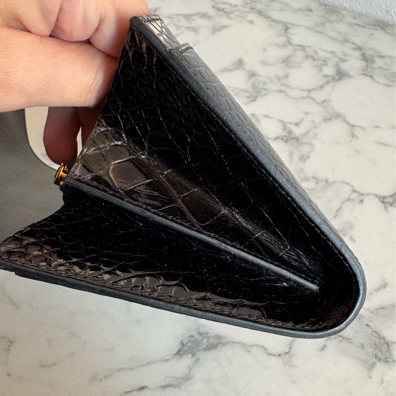 Hermes黑鱷魚玫瑰金H康康長夾-20