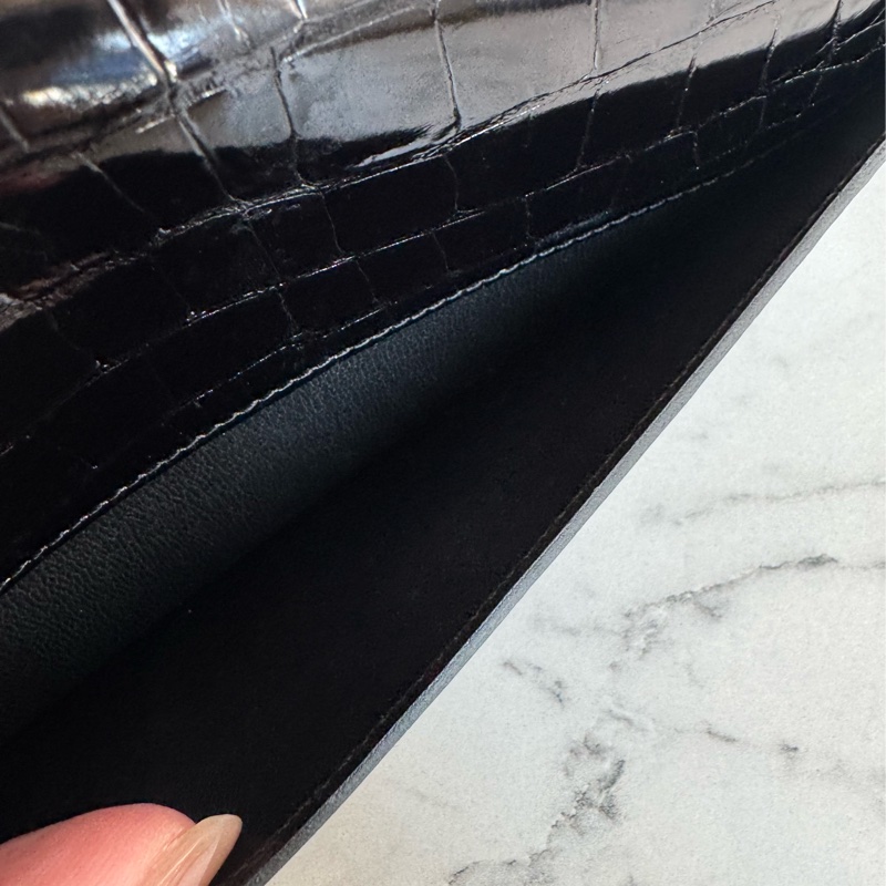 Hermes黑鱷魚玫瑰金H康康長夾-30