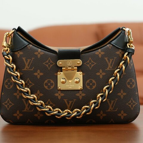 近全新 LouisVuitton/路易威登 Twinny 拼色牛角包 鏈條肩背包