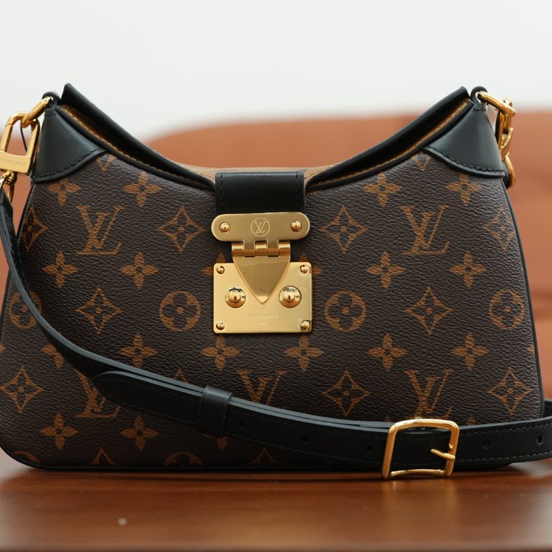 近全新 LouisVuitton/路易威登 Twinny 拼色牛角包 鏈條肩背包-1